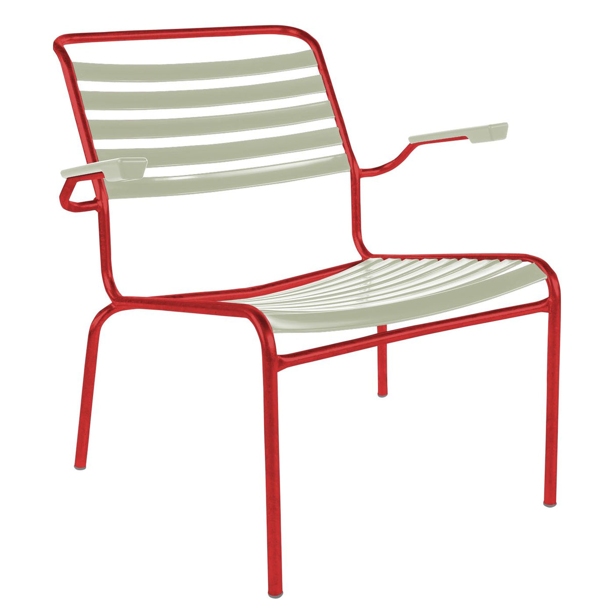 Schaffner Säntis Fauteuil bas à lattes Rouge 30 Vert pastel 64