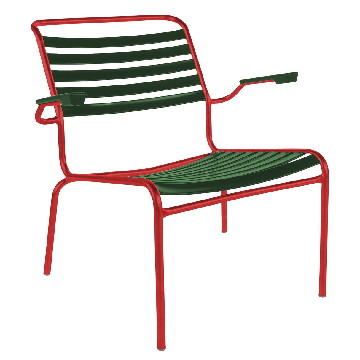 Schaffner Säntis Fauteuil bas à lattes Rouge 30 Vert sapin 66