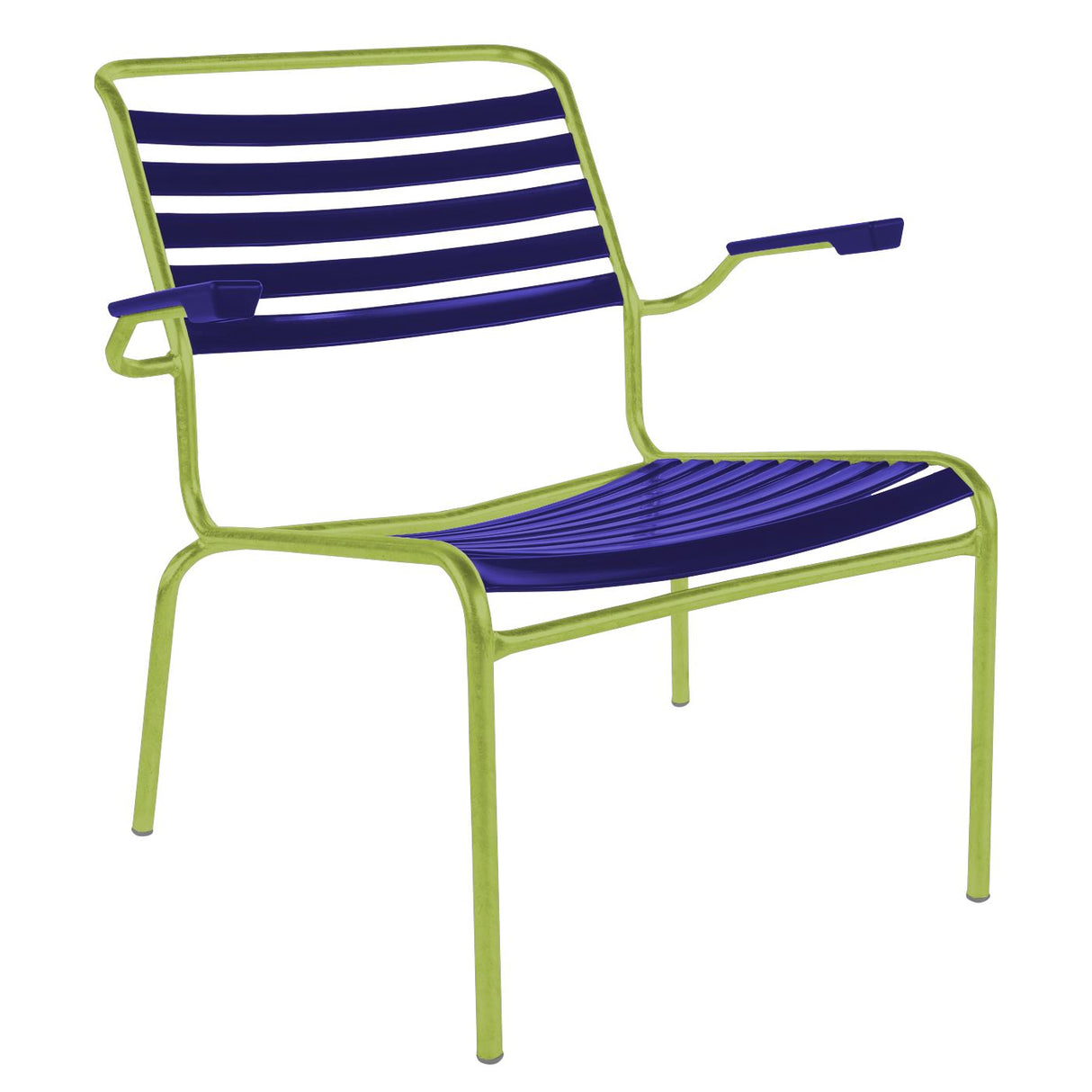 Schaffner Säntis Fauteuil bas à lattes Vert Clair 63 Bleu 53