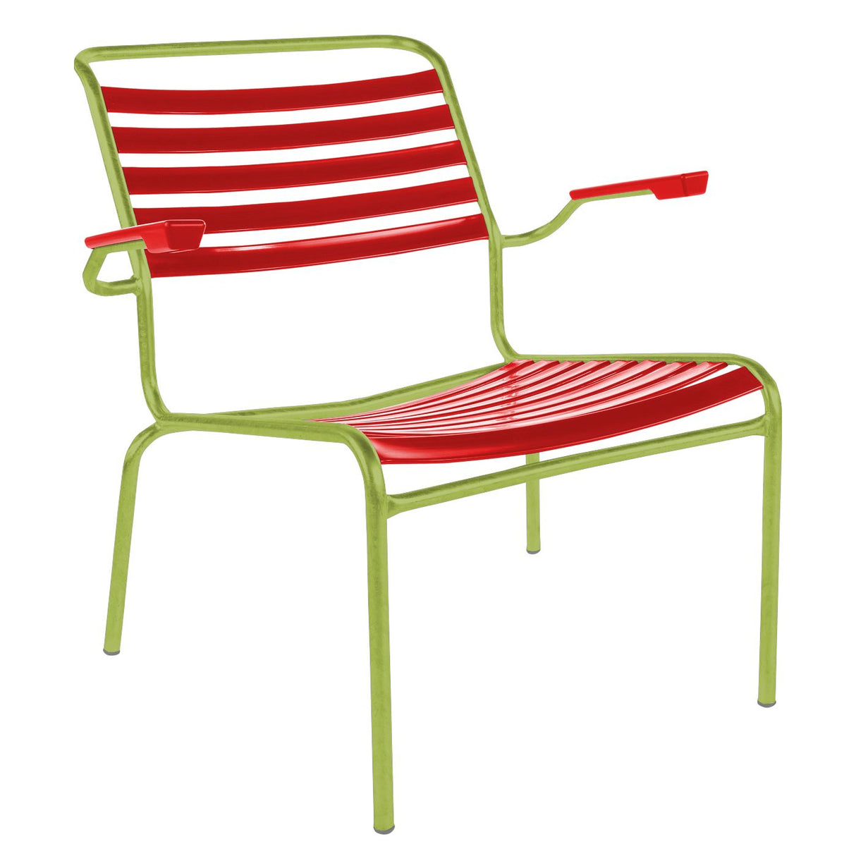 Schaffner Säntis Fauteuil bas à lattes Vert Clair 63 Rouge 30