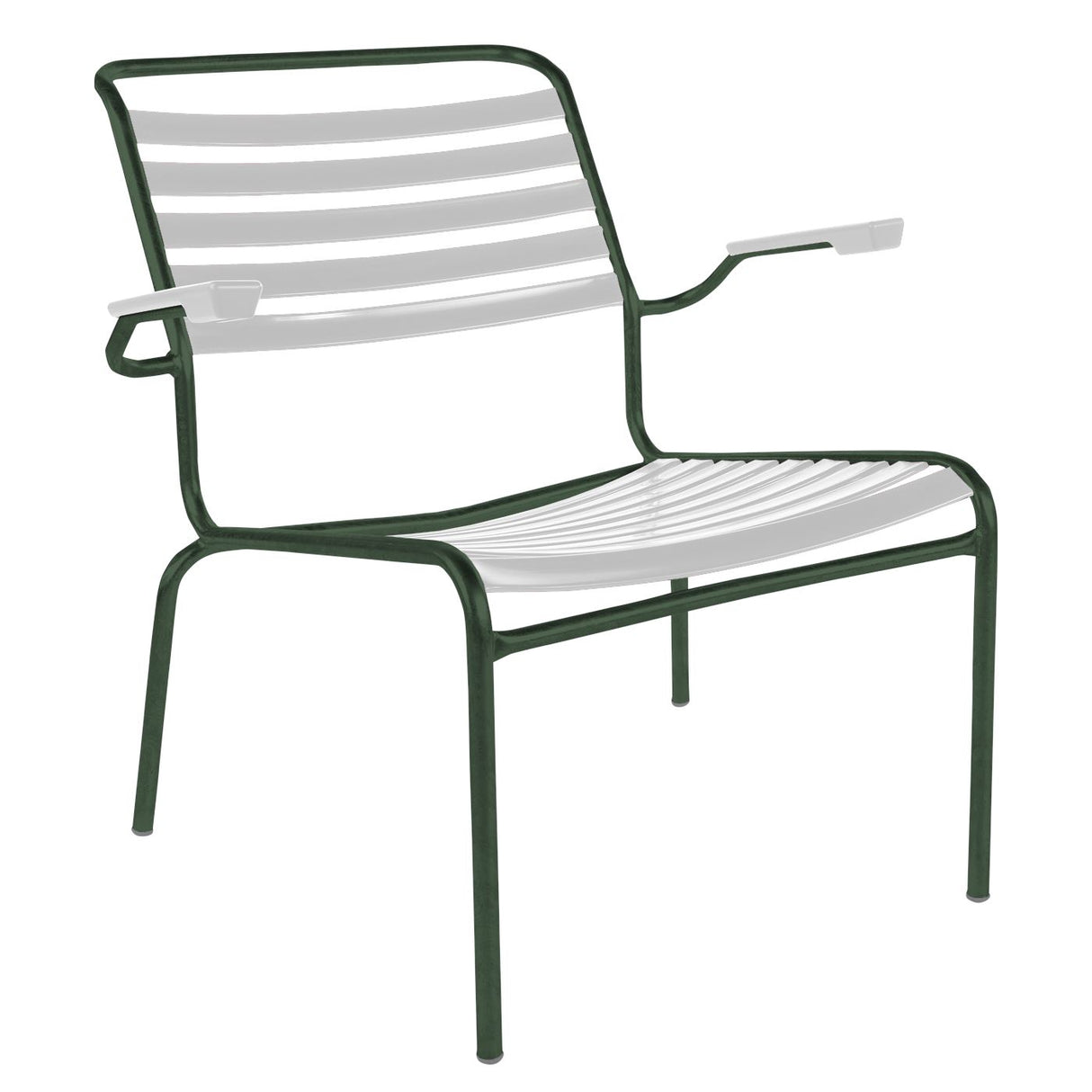 Schaffner Säntis Fauteuil bas à lattes Vert Sapin 66 Blanc 90