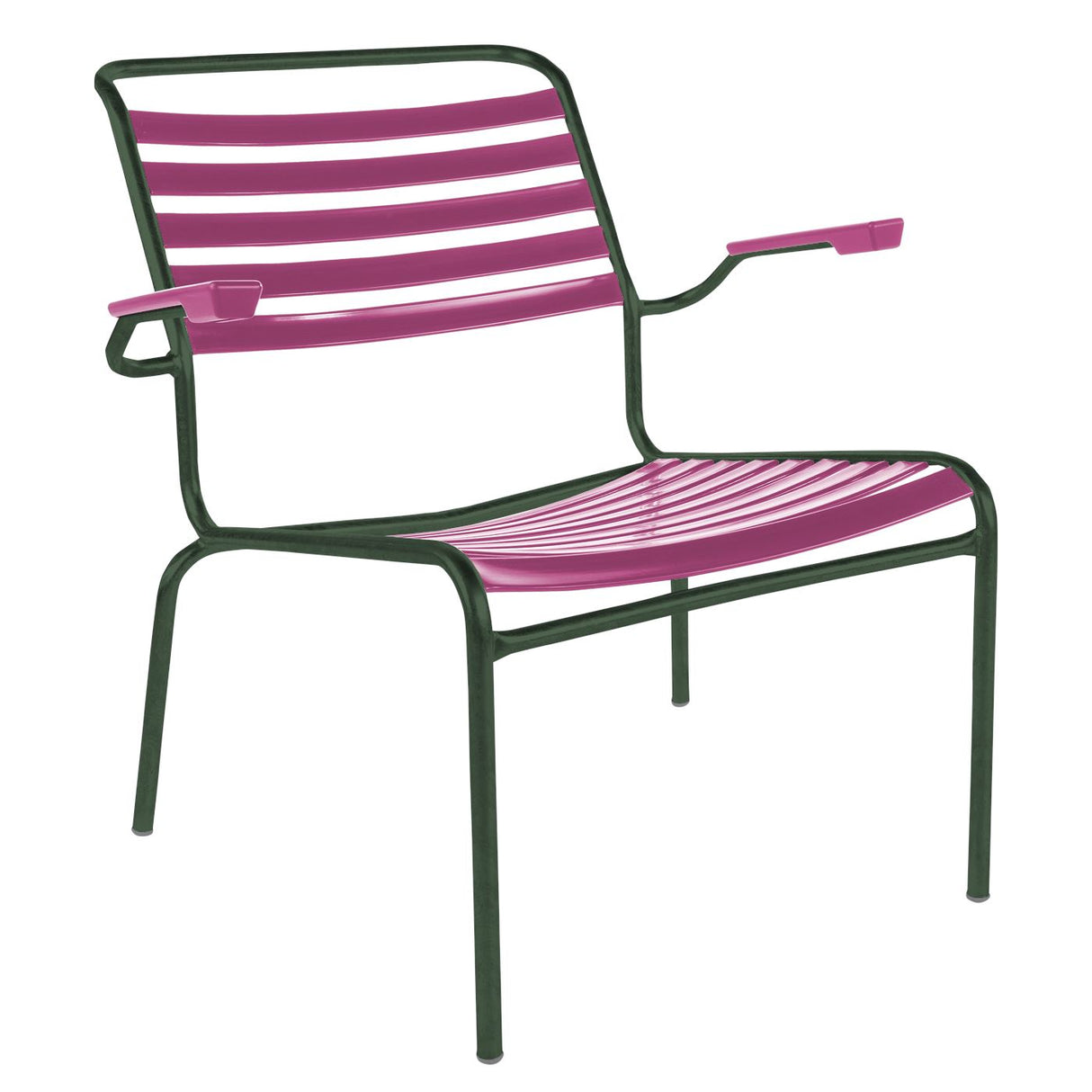 Schaffner Säntis Fauteuil bas à lattes Vert Sapin 66 Rose 41