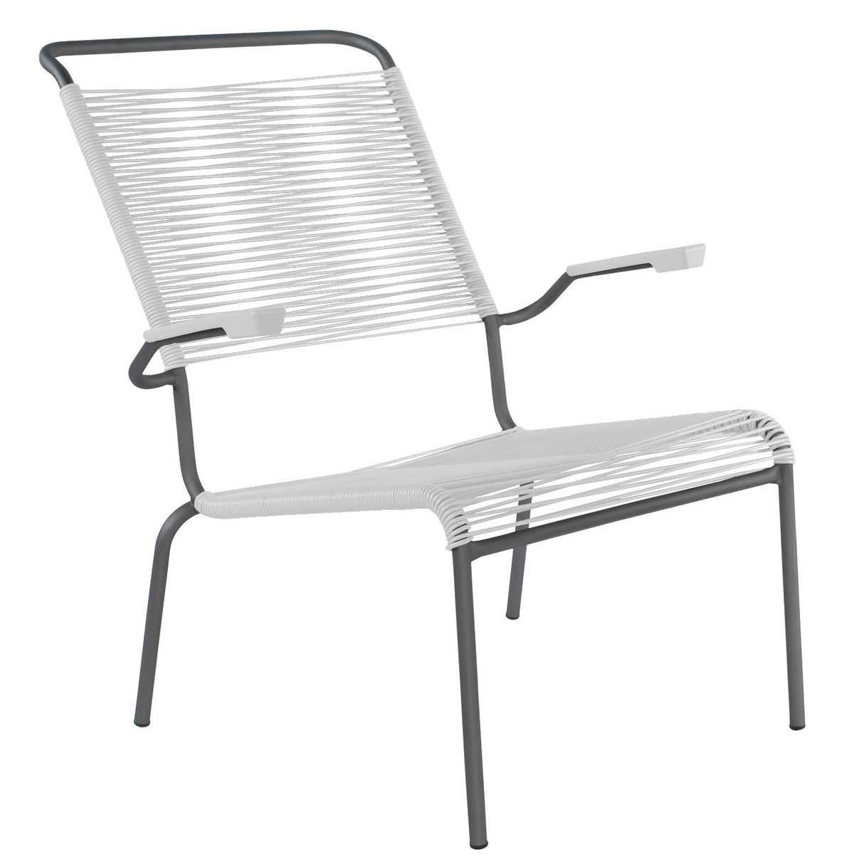 Schaffner Säntis Fauteuil bas haut dossier Spaghetti Anthracite 77 Blanc 90