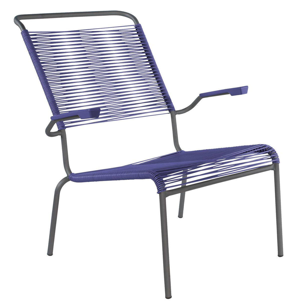 Schaffner Säntis Fauteuil bas haut dossier Spaghetti Anthracite 77 Bleu 53