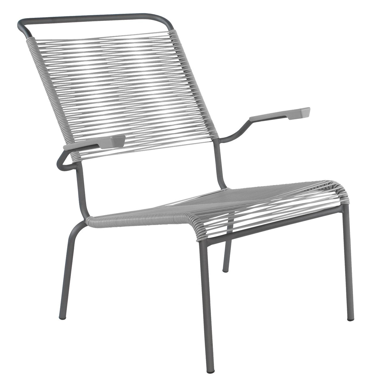 Schaffner Säntis Fauteuil bas haut dossier Spaghetti Anthracite 77 Gris Argent 78