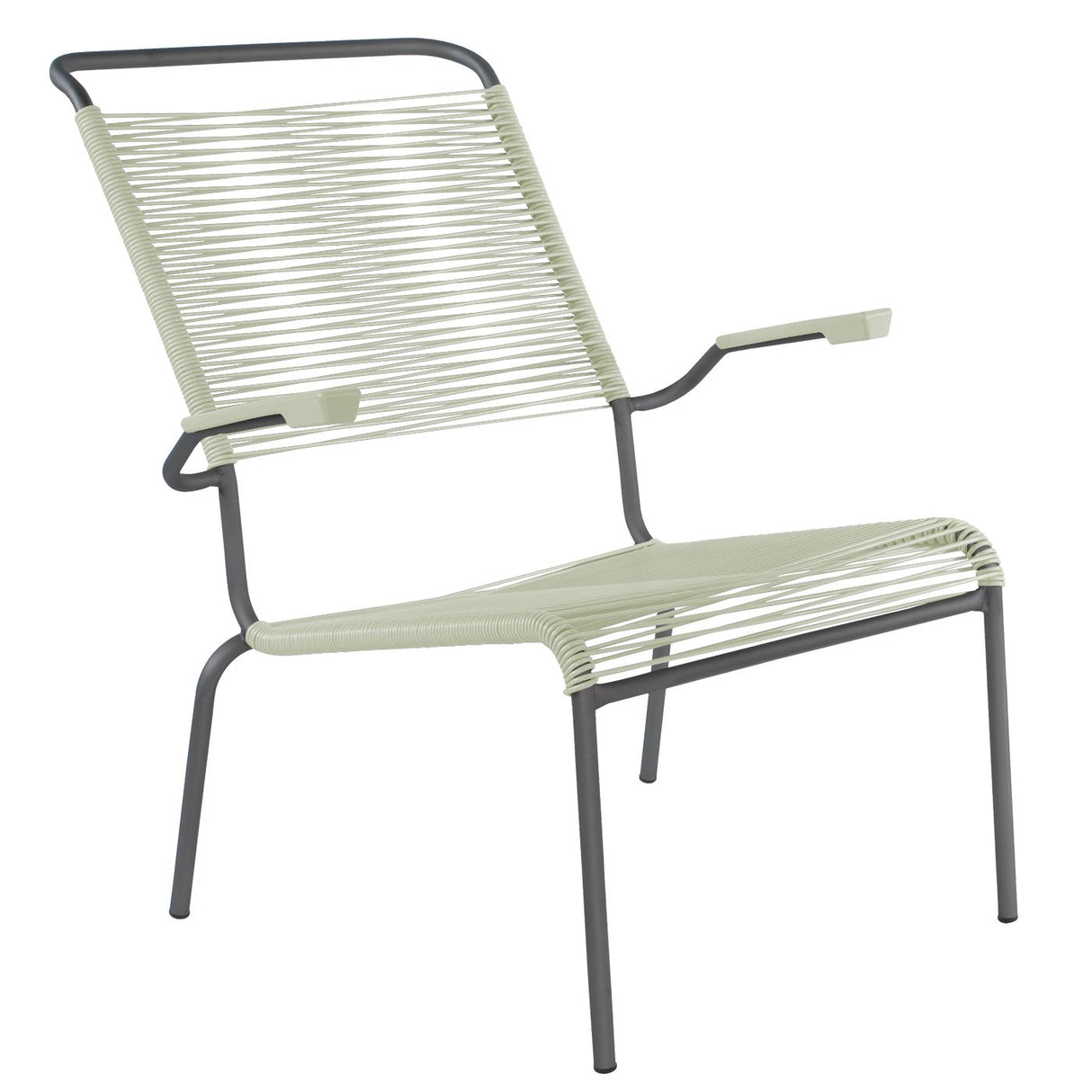 Schaffner Säntis Fauteuil bas haut dossier Spaghetti Anthracite 77 Vert pastel 64