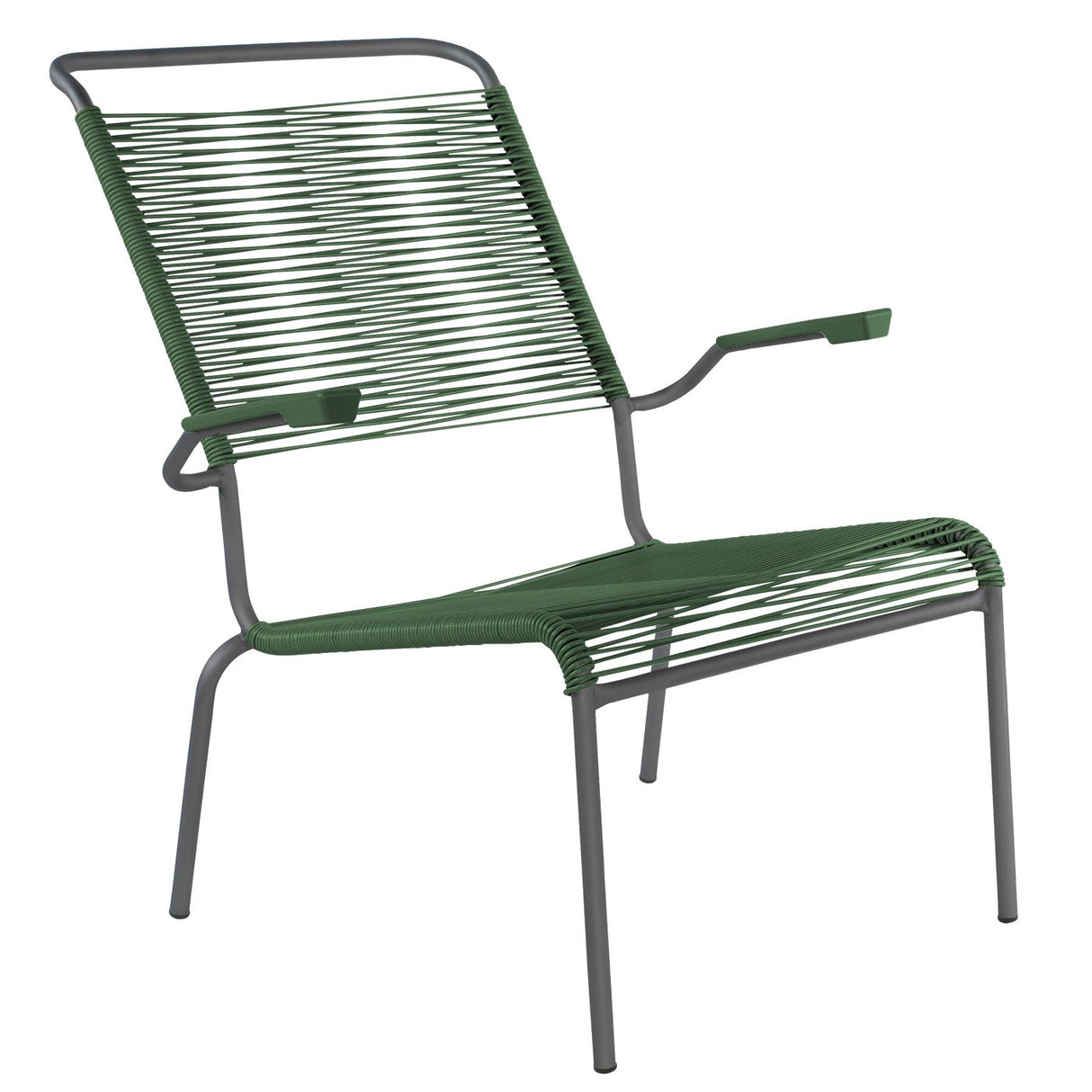 Schaffner Säntis Fauteuil bas haut dossier Spaghetti Anthracite 77 Vert Sapin 66