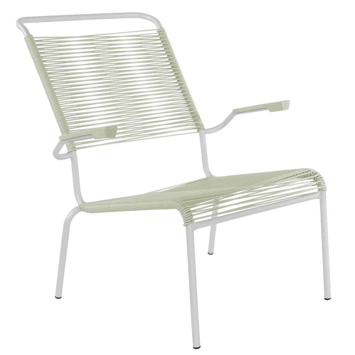 Schaffner Säntis Fauteuil bas haut dossier Spaghetti Blanc 90 Vert pastel 64