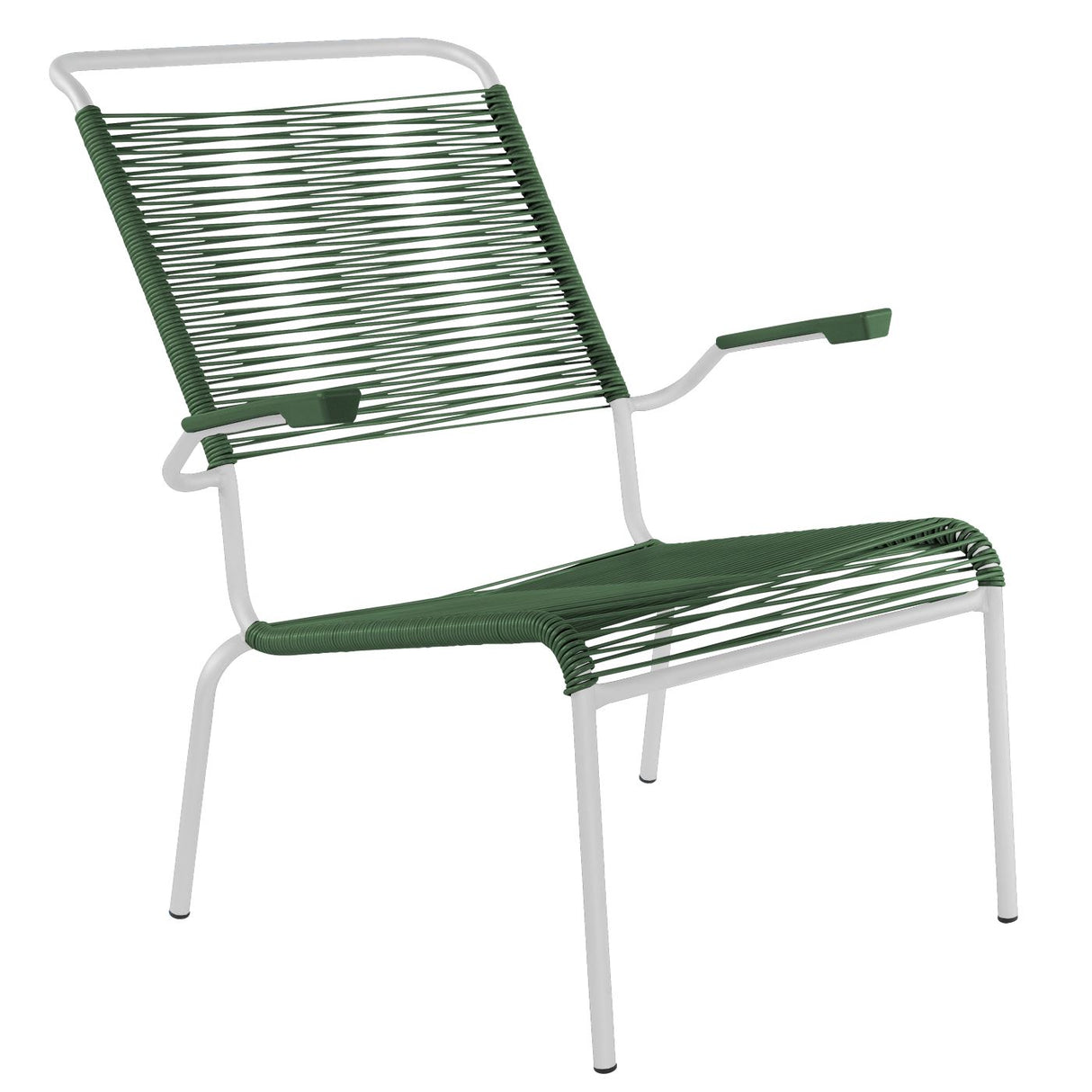 Schaffner Säntis Fauteuil bas haut dossier Spaghetti Blanc 90 Vert Sapin 66