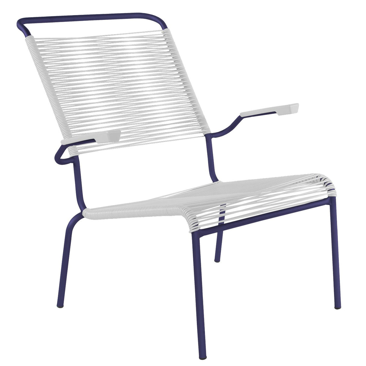 Schaffner Säntis Fauteuil bas haut dossier Spaghetti Bleu 53 Blanc 90