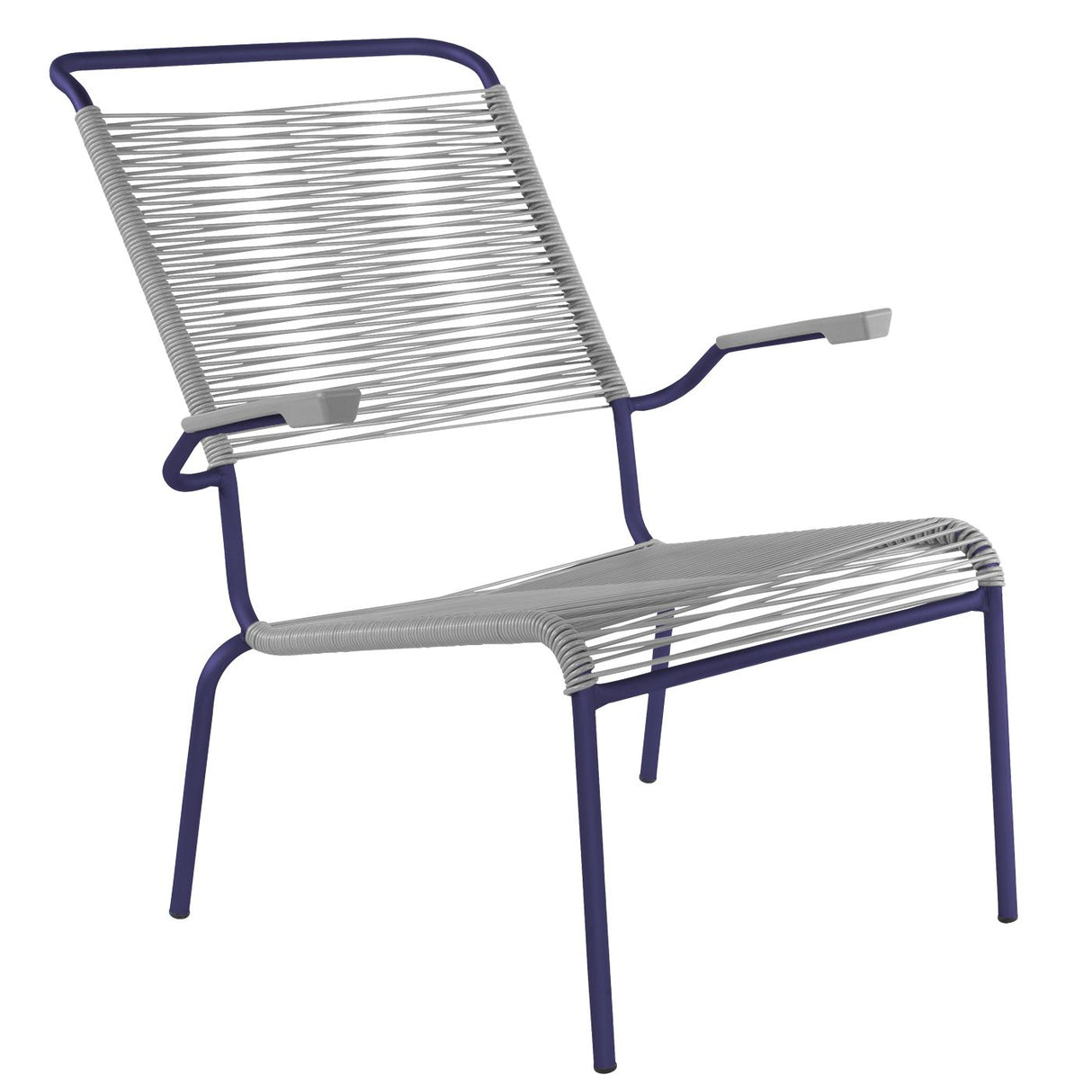Schaffner Säntis Fauteuil bas haut dossier Spaghetti Bleu 53 Gris Argent 78