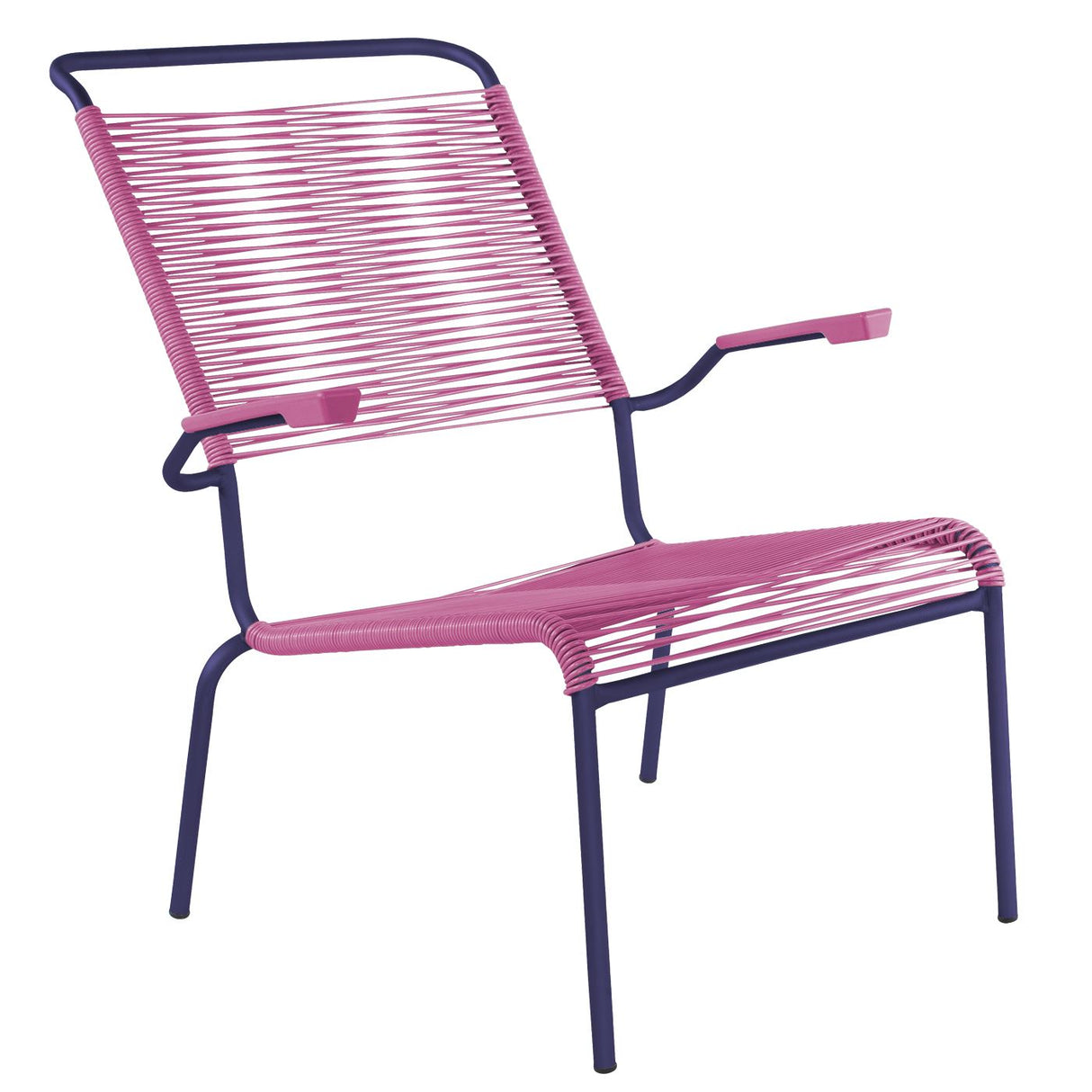 Schaffner Säntis Fauteuil bas haut dossier Spaghetti Bleu 53 Rose 41