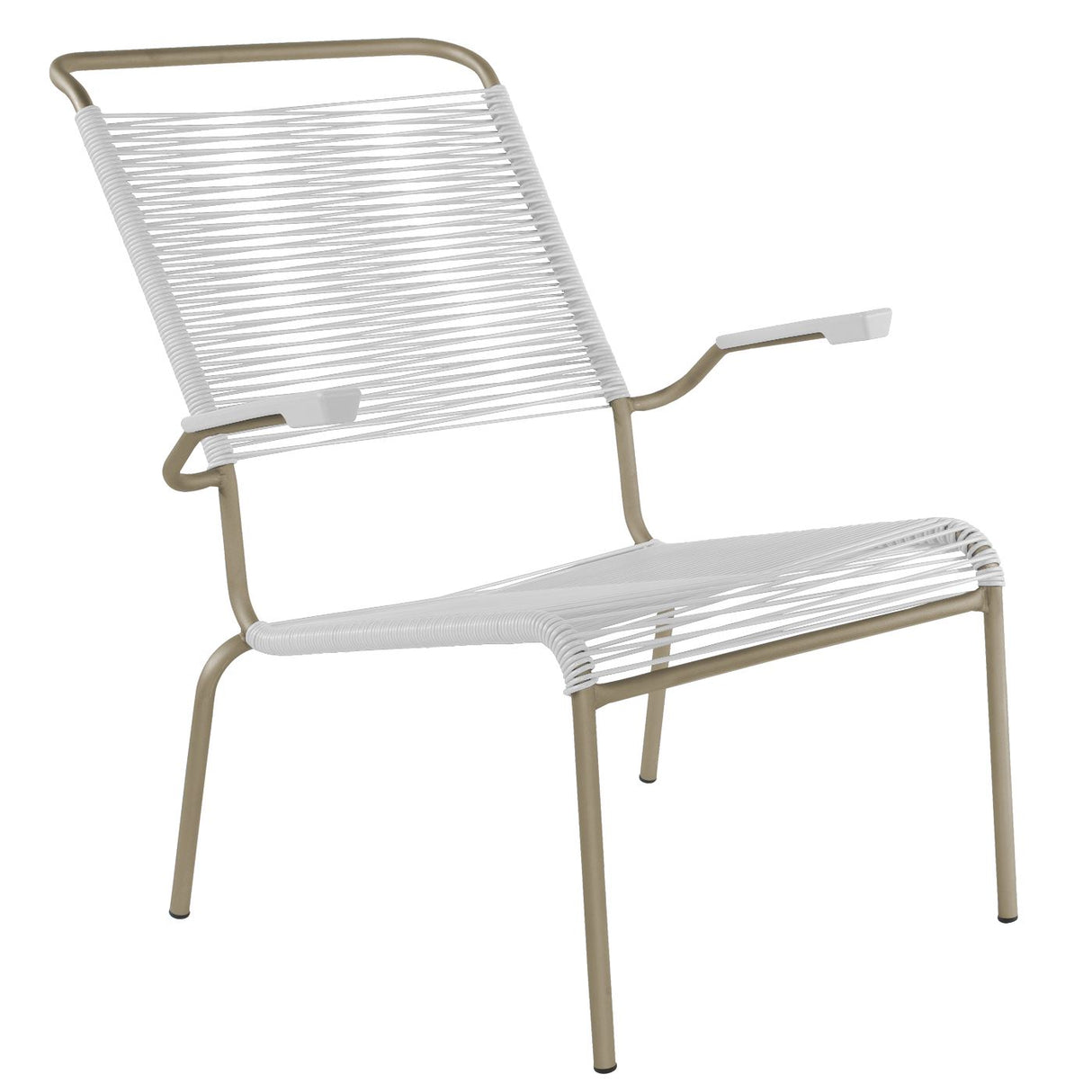 Schaffner Säntis Fauteuil bas haut dossier Spaghetti Champagne 85 Blanc 90