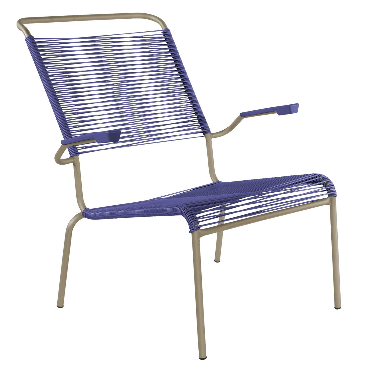 Schaffner Säntis Fauteuil bas haut dossier Spaghetti Champagne 85 Bleu 53