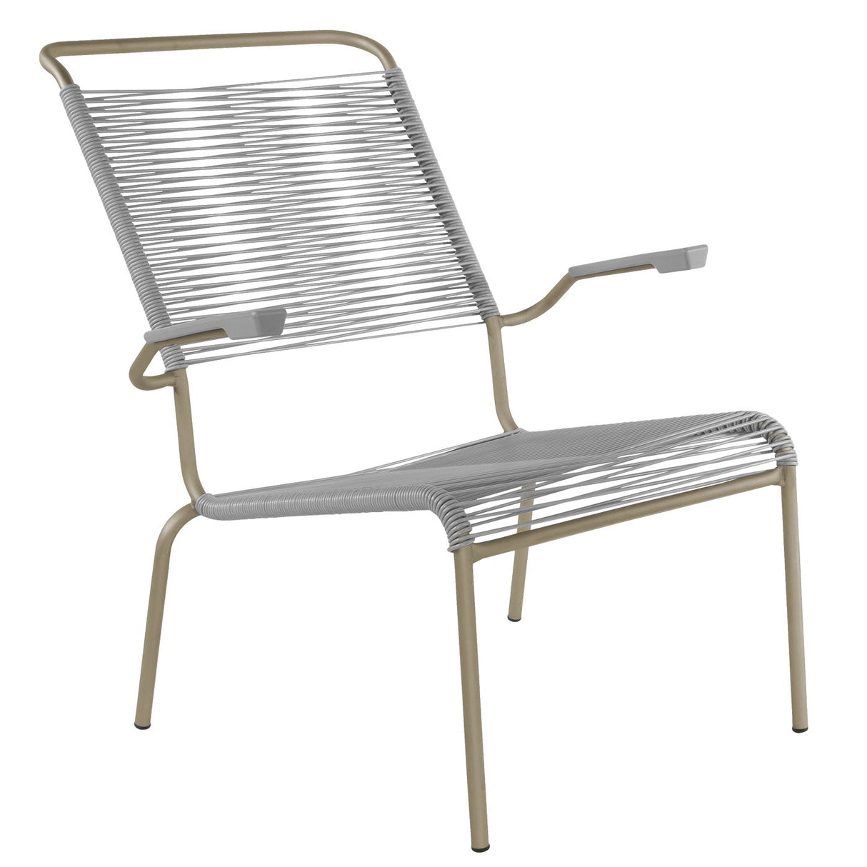 Schaffner Säntis Fauteuil bas haut dossier Spaghetti Champagne 85 Gris Argent 78