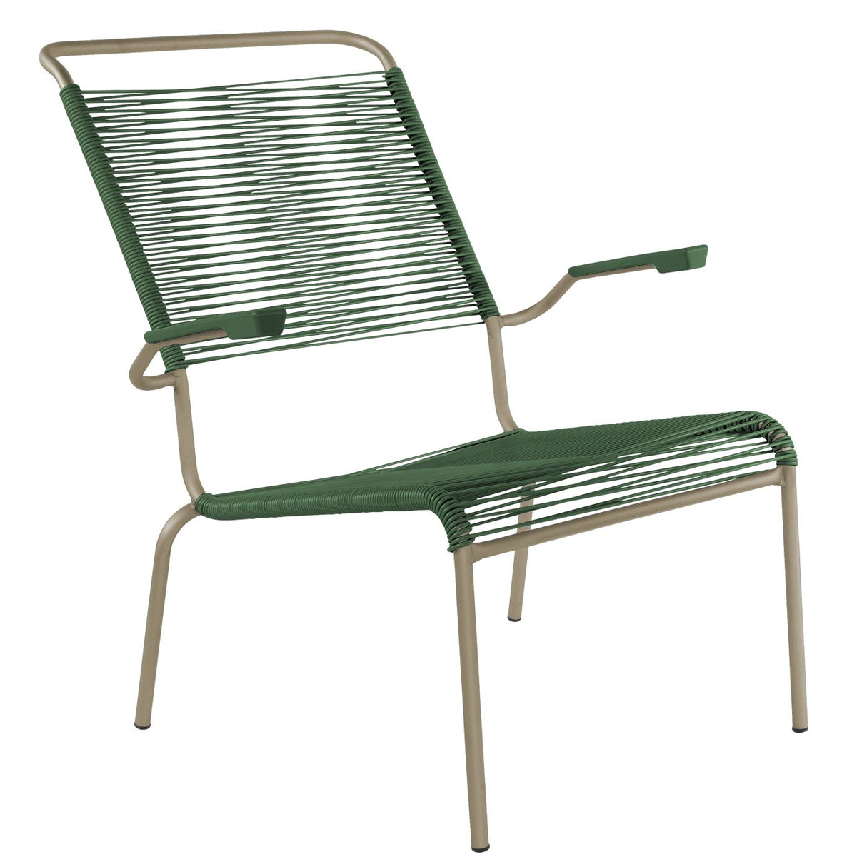 Schaffner Säntis Fauteuil bas haut dossier Spaghetti Champagne 85 Vert Sapin 66
