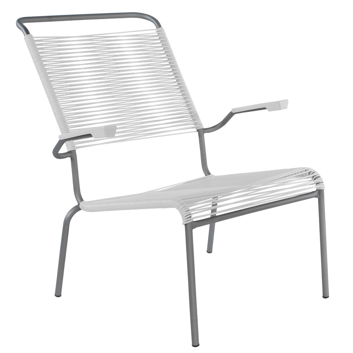Schaffner Säntis Fauteuil bas haut dossier Spaghetti Graphite 73 Blanc 90