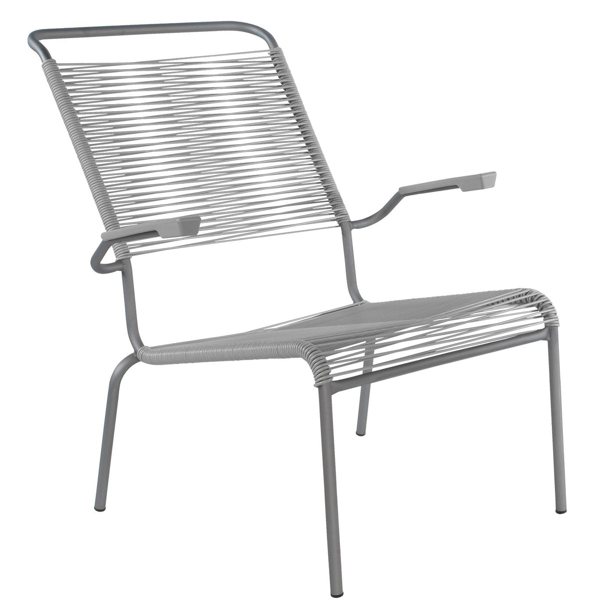 Schaffner Säntis Fauteuil bas haut dossier Spaghetti Graphite 73 Gris Argent 78