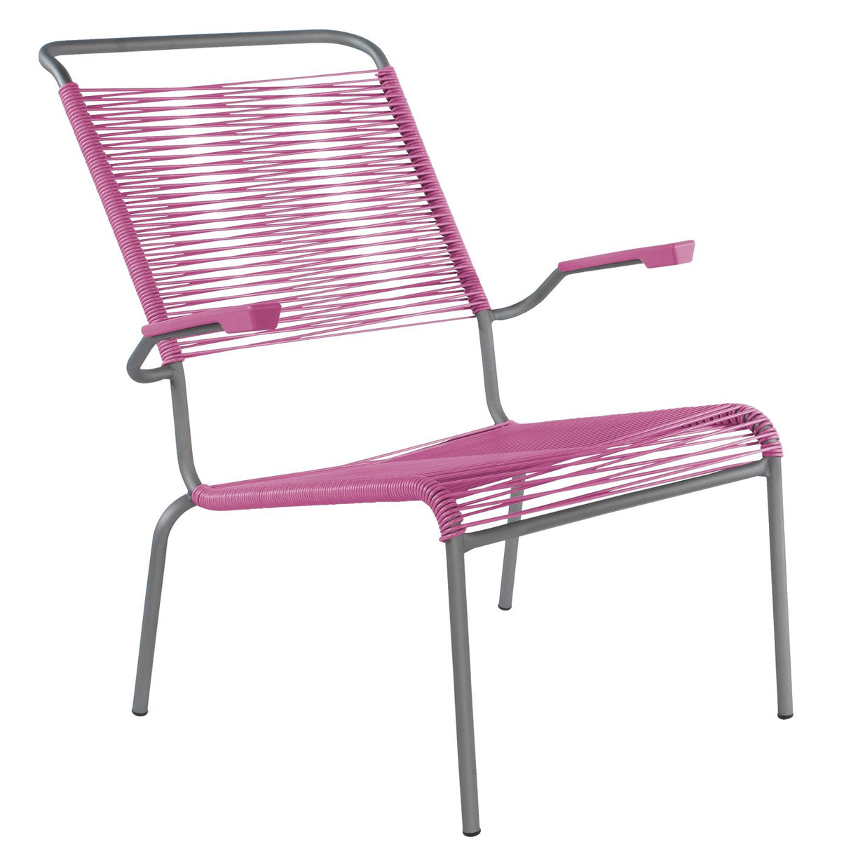 Schaffner Säntis Fauteuil bas haut dossier Spaghetti Graphite 73 Rose 41