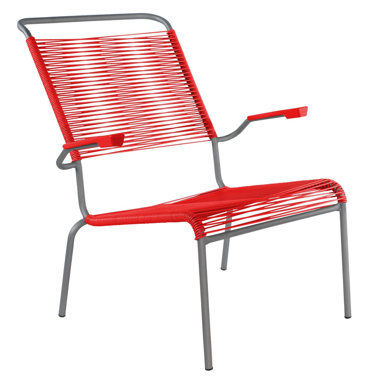 Schaffner Säntis Fauteuil bas haut dossier Spaghetti Graphite 73 Rouge 30
