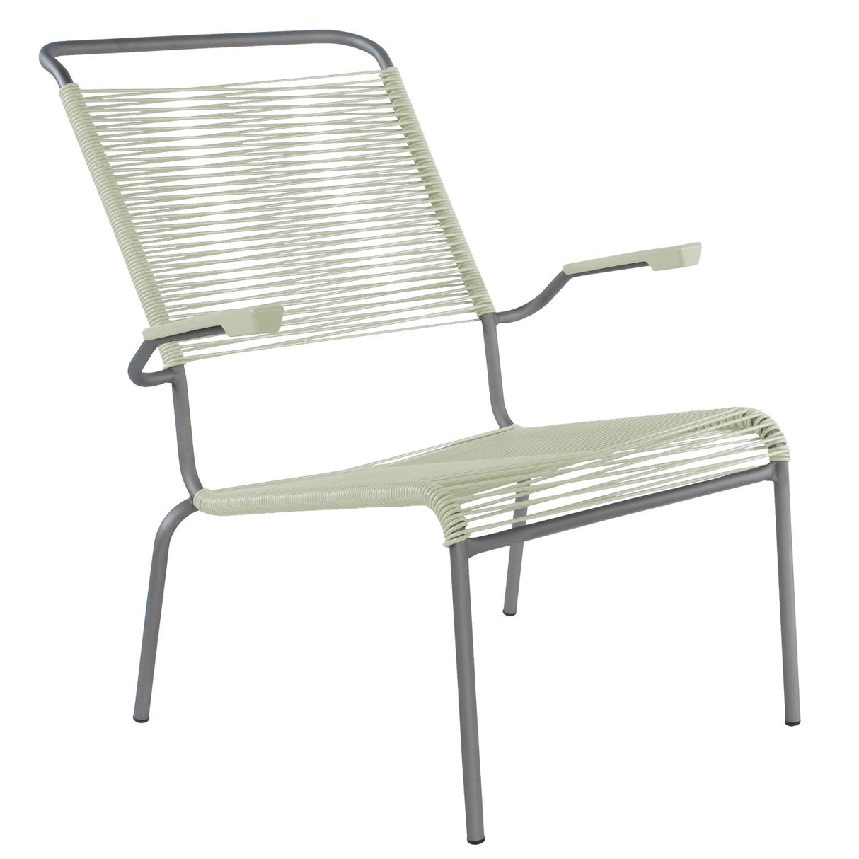Schaffner Säntis Fauteuil bas haut dossier Spaghetti Graphite 73 Vert pastel 64