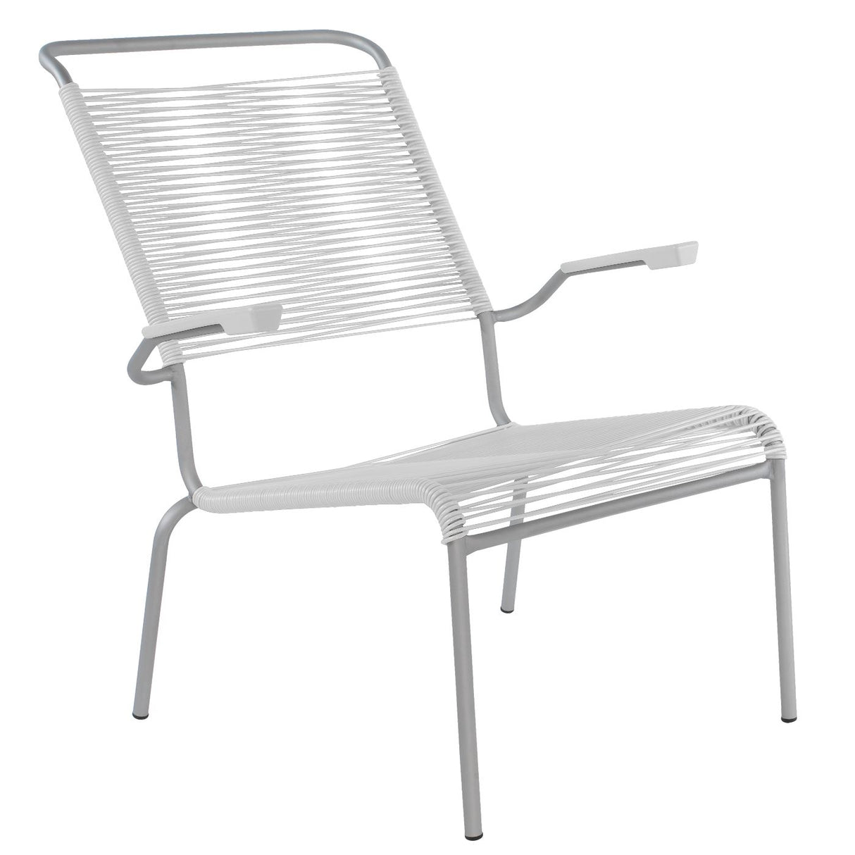 Schaffner Säntis Fauteuil bas haut dossier Spaghetti Gris Argent 78 Blanc 90