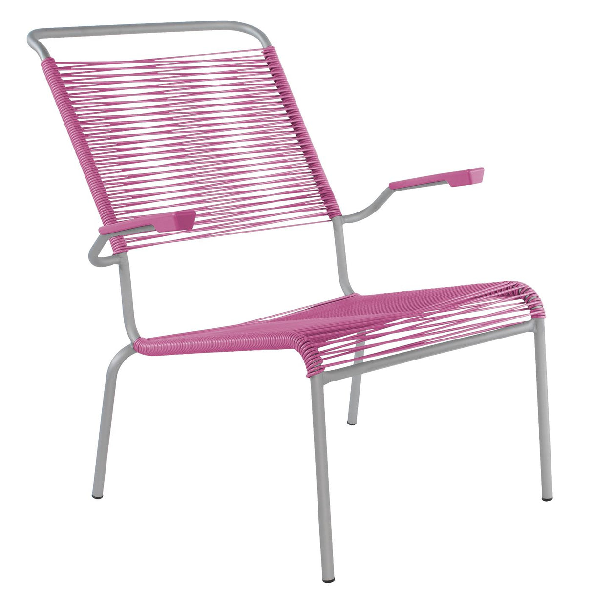 Schaffner Säntis Fauteuil bas haut dossier Spaghetti Gris Argent 78 Rose 41