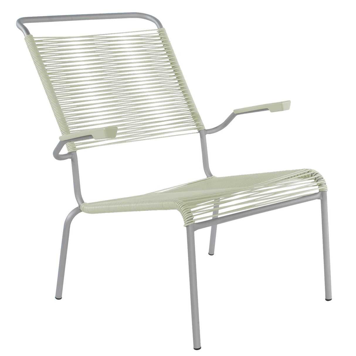 Schaffner Säntis Fauteuil bas haut dossier Spaghetti Gris Argent 78 Vert pastel 64