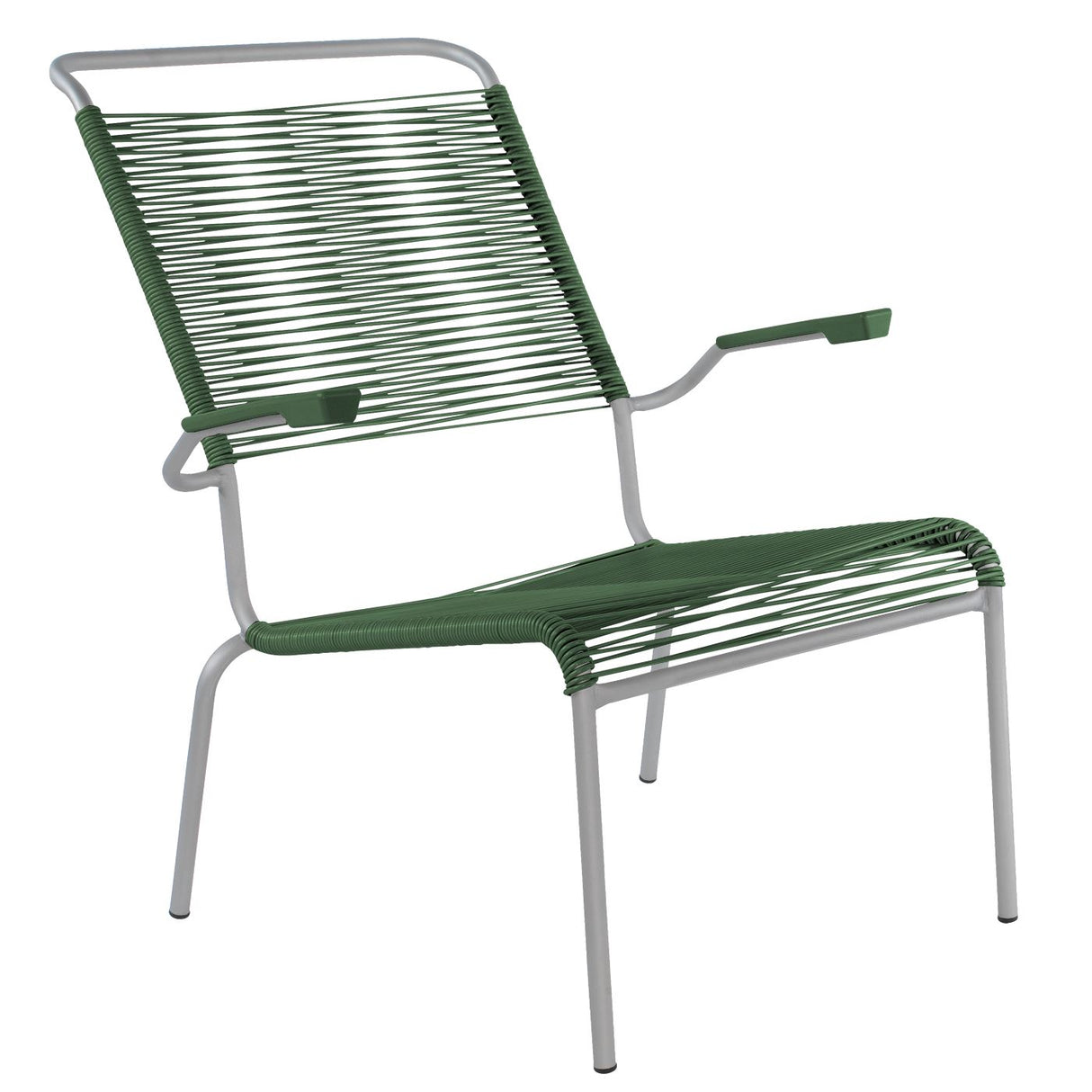 Schaffner Säntis Fauteuil bas haut dossier Spaghetti Gris Argent 78 Vert Sapin 66