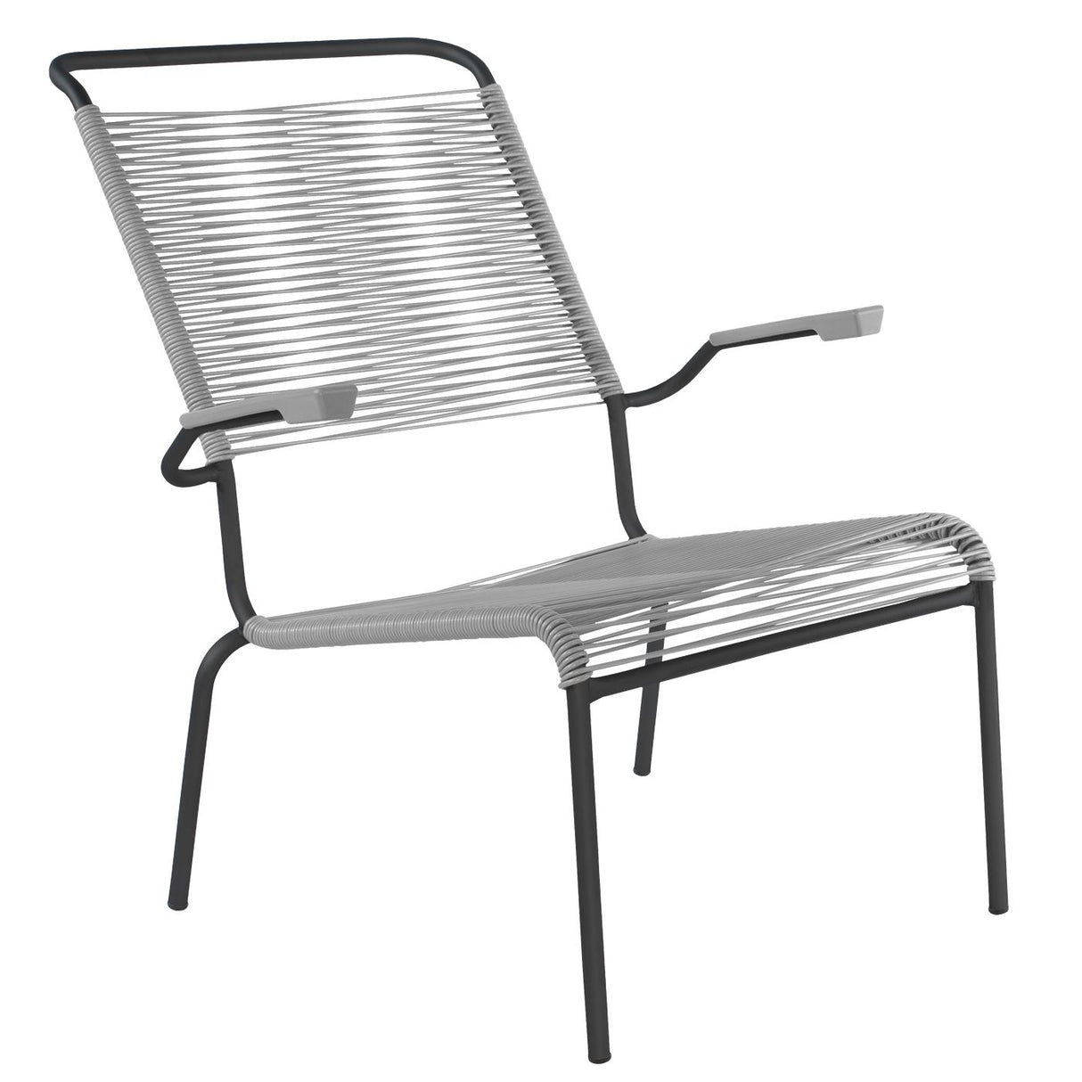 Schaffner Säntis Fauteuil bas haut dossier Spaghetti Noir 91 Gris Argent 78