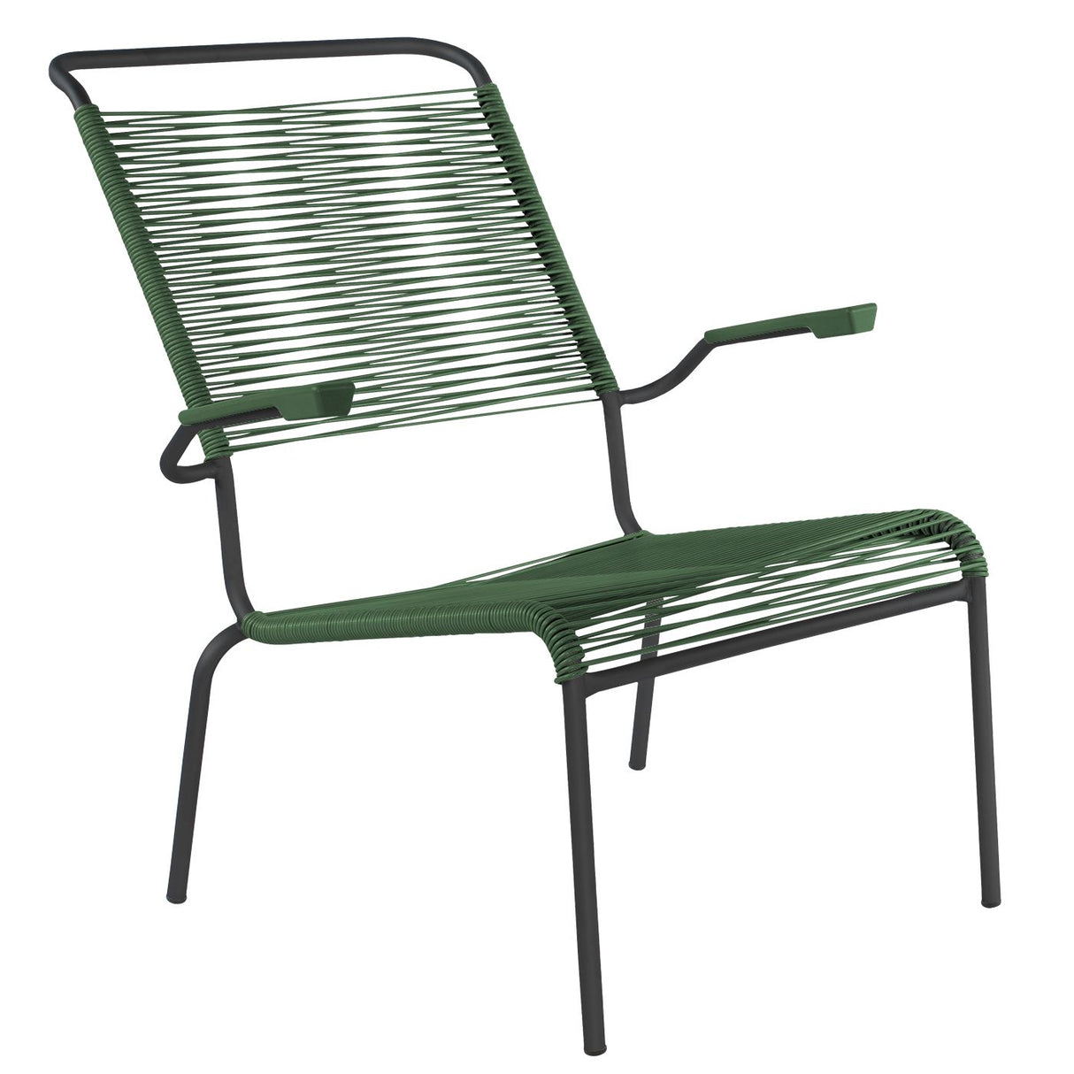 Schaffner Säntis Fauteuil bas haut dossier Spaghetti Noir 91 Vert Sapin 66