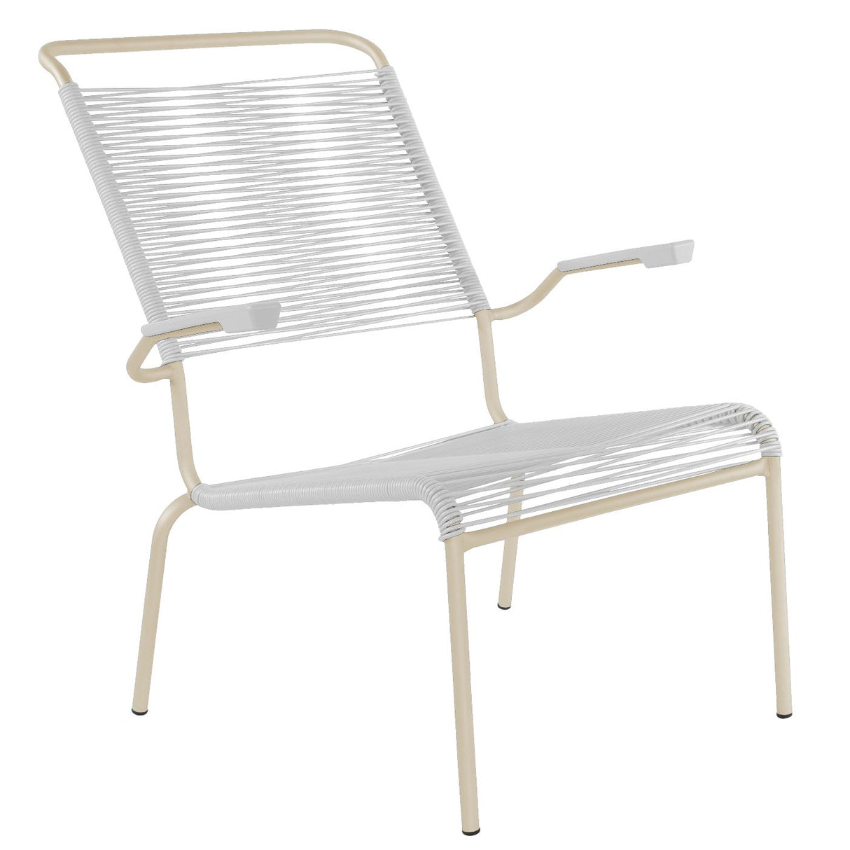 Schaffner Säntis Fauteuil bas haut dossier Spaghetti Sable Pastel 15 Blanc 90