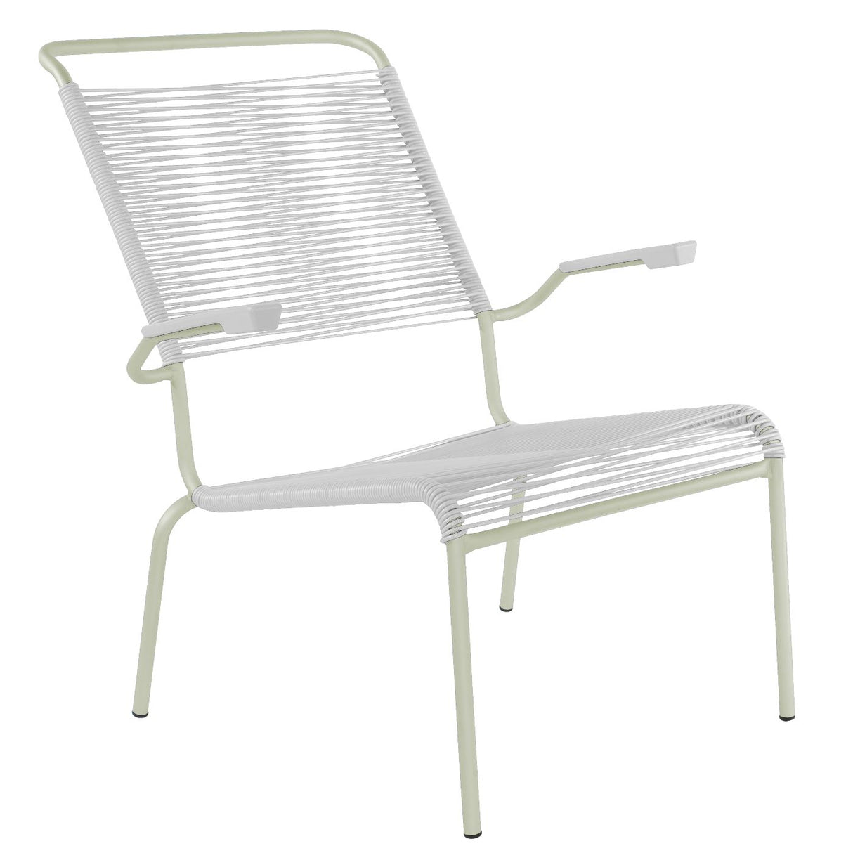 Schaffner Säntis Fauteuil bas haut dossier Spaghetti Vert Pastel 64 Blanc 90