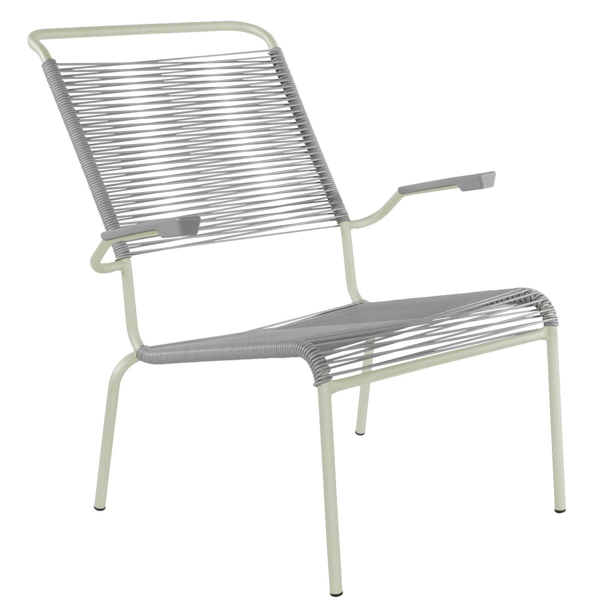 Schaffner Säntis Fauteuil bas haut dossier Spaghetti Vert Pastel 64 Gris Argent 78