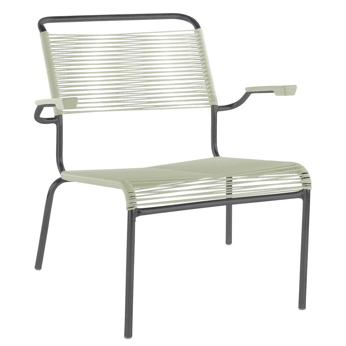 Schaffner Säntis Fauteuil bas Spaghetti Anthracite 77 Vert pastel 64