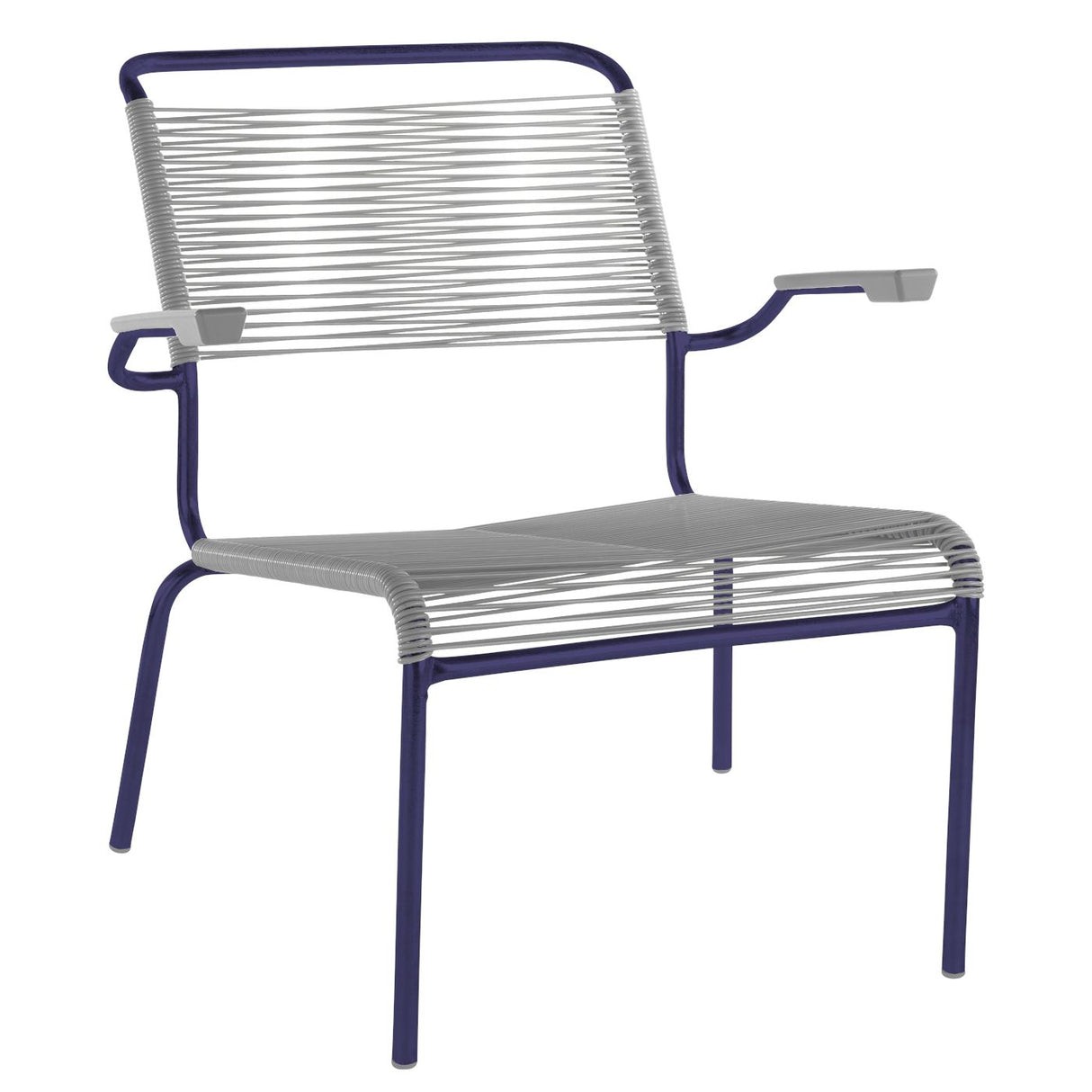 Schaffner Säntis Fauteuil bas Spaghetti Bleu 53 Gris Argent 78