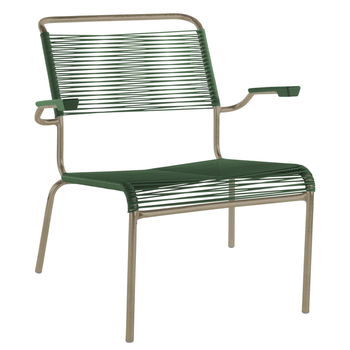 Schaffner Säntis Fauteuil bas Spaghetti Champagne 85 Vert Sapin 66