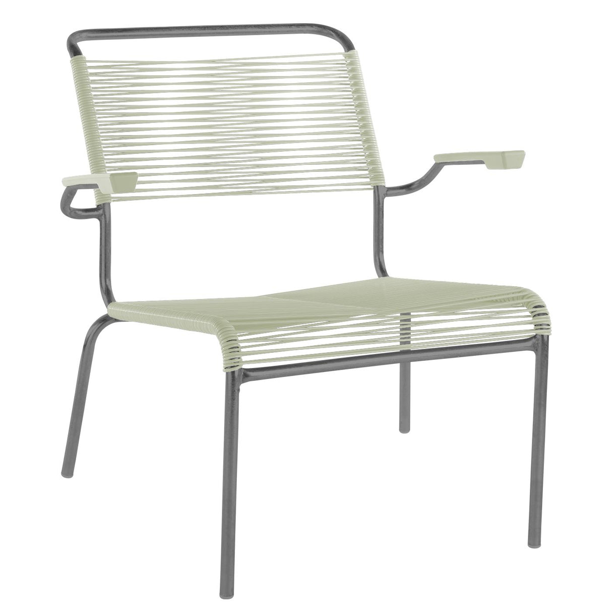 Schaffner Säntis Fauteuil bas Spaghetti Graphite 73 Vert pastel 64