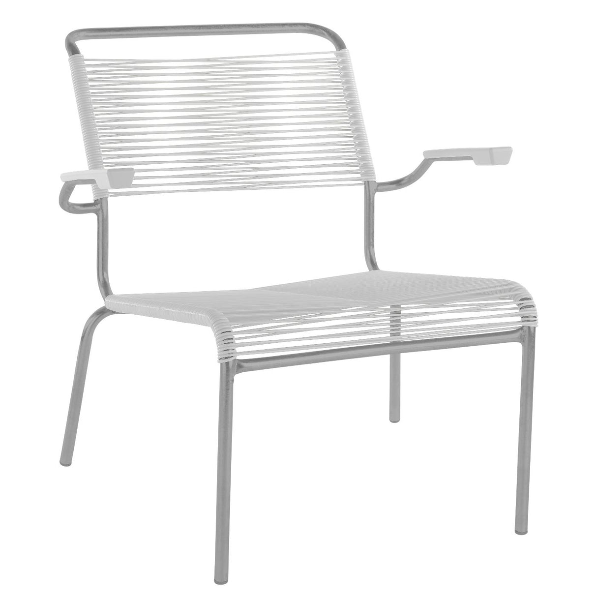 Schaffner Säntis Fauteuil bas Spaghetti Gris Argent 78 Blanc 90