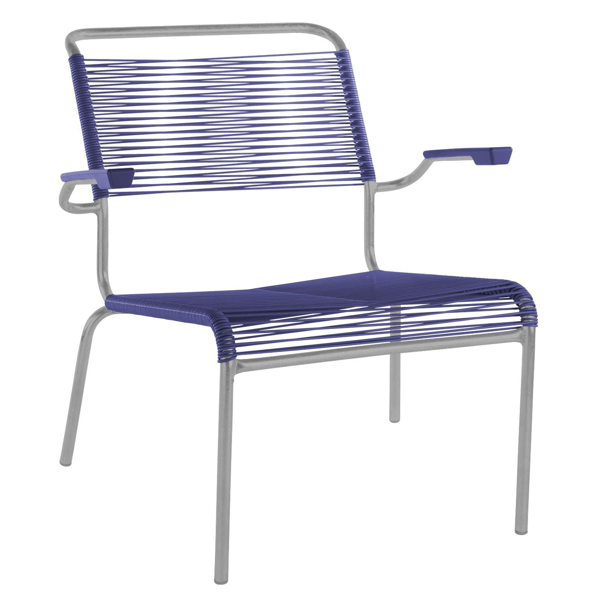 Schaffner Säntis Fauteuil bas Spaghetti Gris Argent 78 Bleu 53
