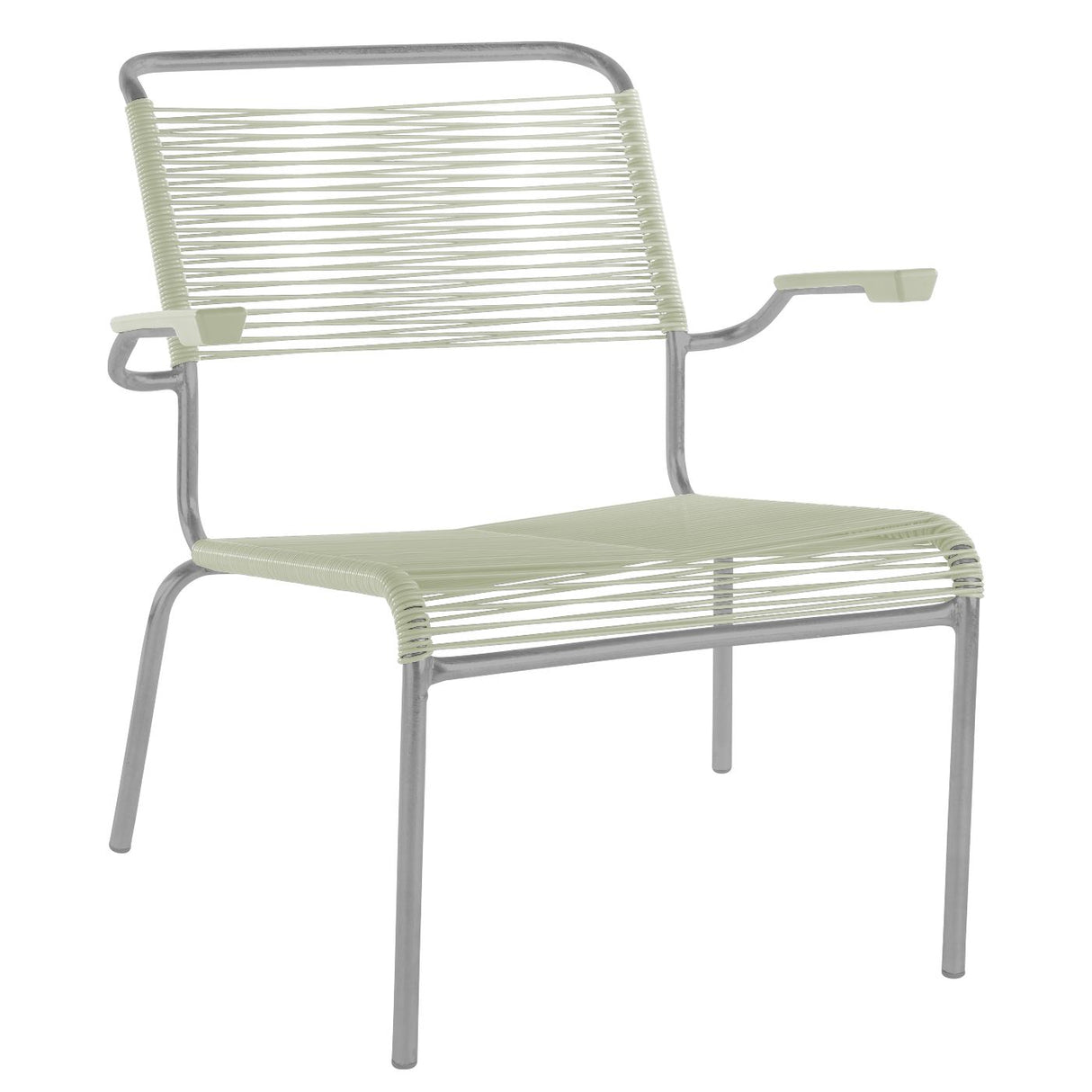 Schaffner Säntis Fauteuil bas Spaghetti Gris Argent 78 Vert pastel 64