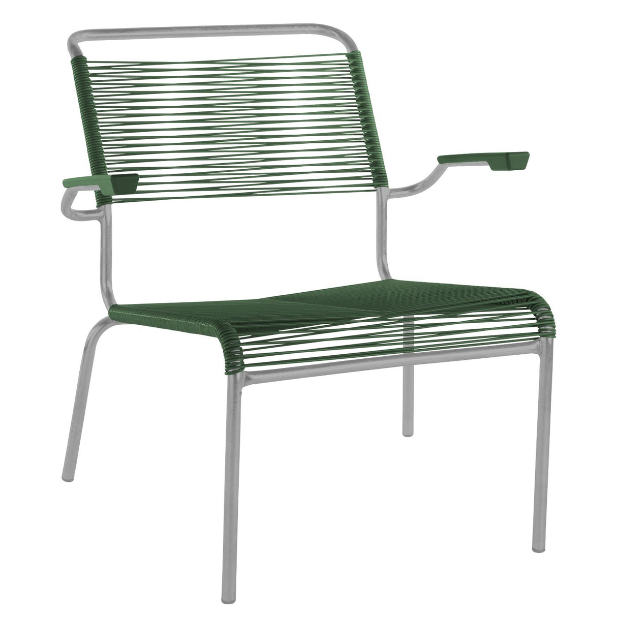 Schaffner Säntis Fauteuil bas Spaghetti Gris Argent 78 Vert Sapin 66