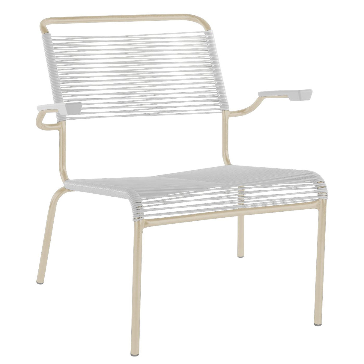 Schaffner Säntis Fauteuil bas Spaghetti Sable Pastel 15 Blanc 90