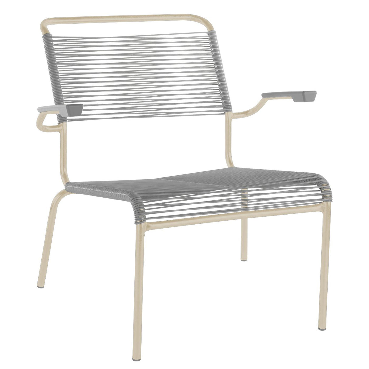 Schaffner Säntis Fauteuil bas Spaghetti Sable Pastel 15 Gris Argent 78