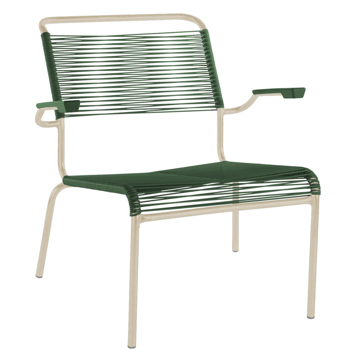 Schaffner Säntis Fauteuil bas Spaghetti Sable Pastel 15 Vert Sapin 66