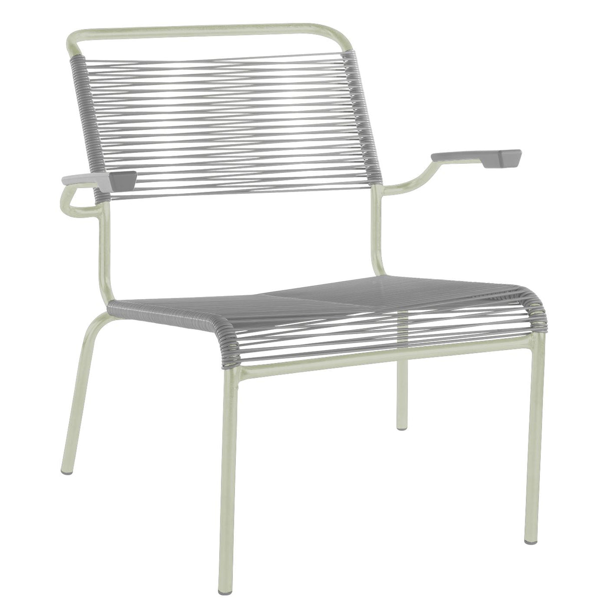 Schaffner Säntis Fauteuil bas Spaghetti Vert Pastel 64 Gris Argent 78