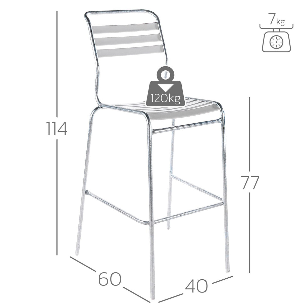 Schaffner Säntis Tabouret de bar à lattes
