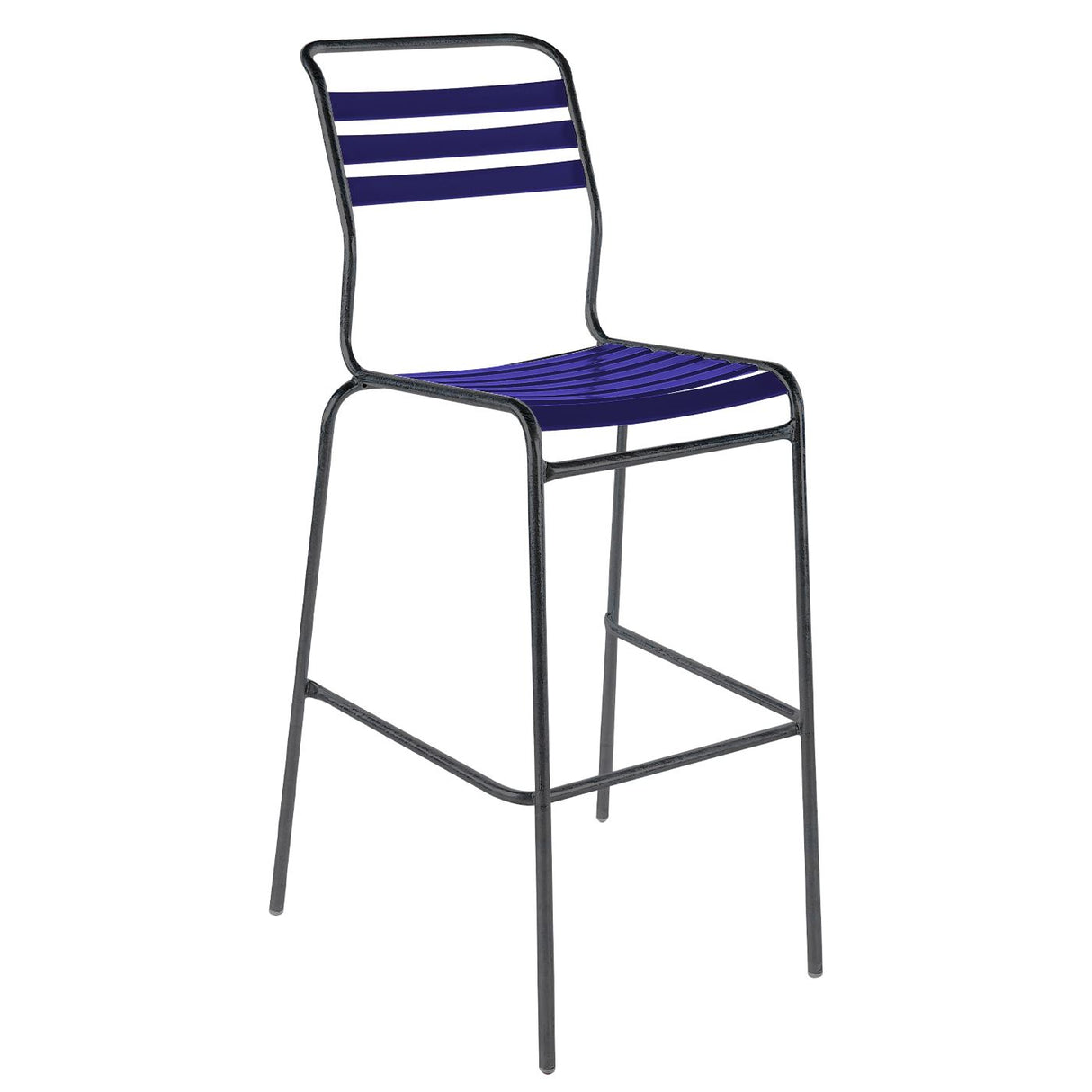 Schaffner Säntis Tabouret de bar à lattes Anthracite 77 Bleu 53