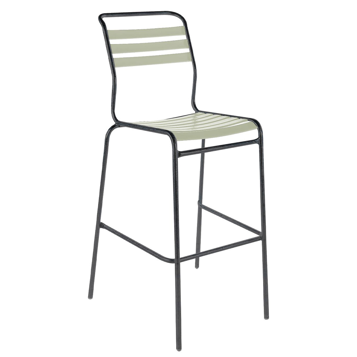 Schaffner Säntis Tabouret de bar à lattes Anthracite 77 Vert pastel 64