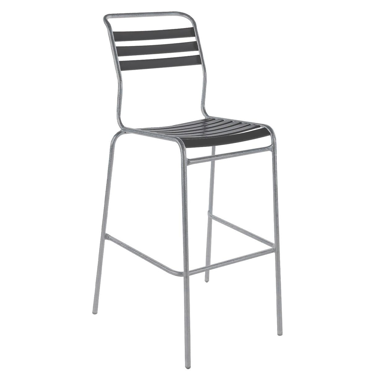 Schaffner Säntis Tabouret de bar à lattes Gris Argent 78 Anthracite 77